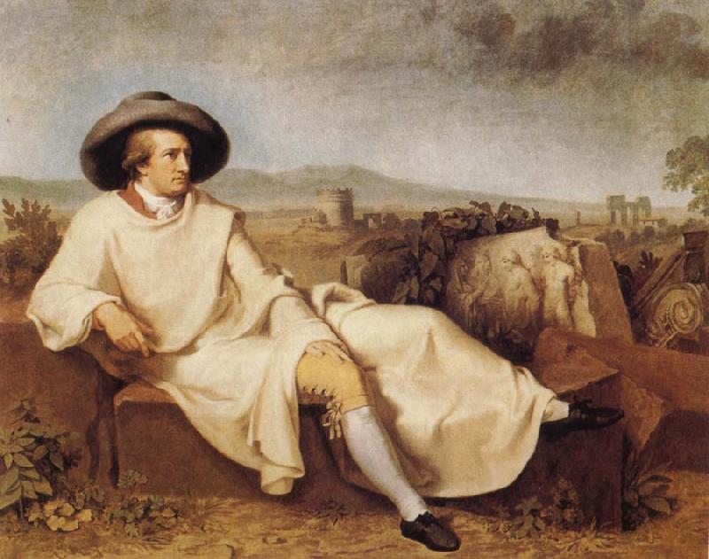 TISCHBEIN, Johann Heinrich Wilhelm Goethe in the Roman Campagna Sweden oil painting art